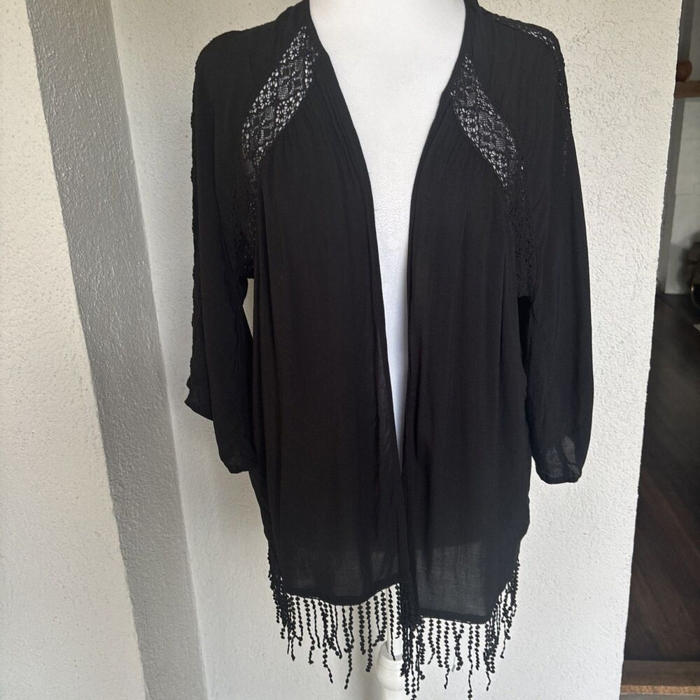 Express Open Women's Tasseled Lace Goth Kimono Size s